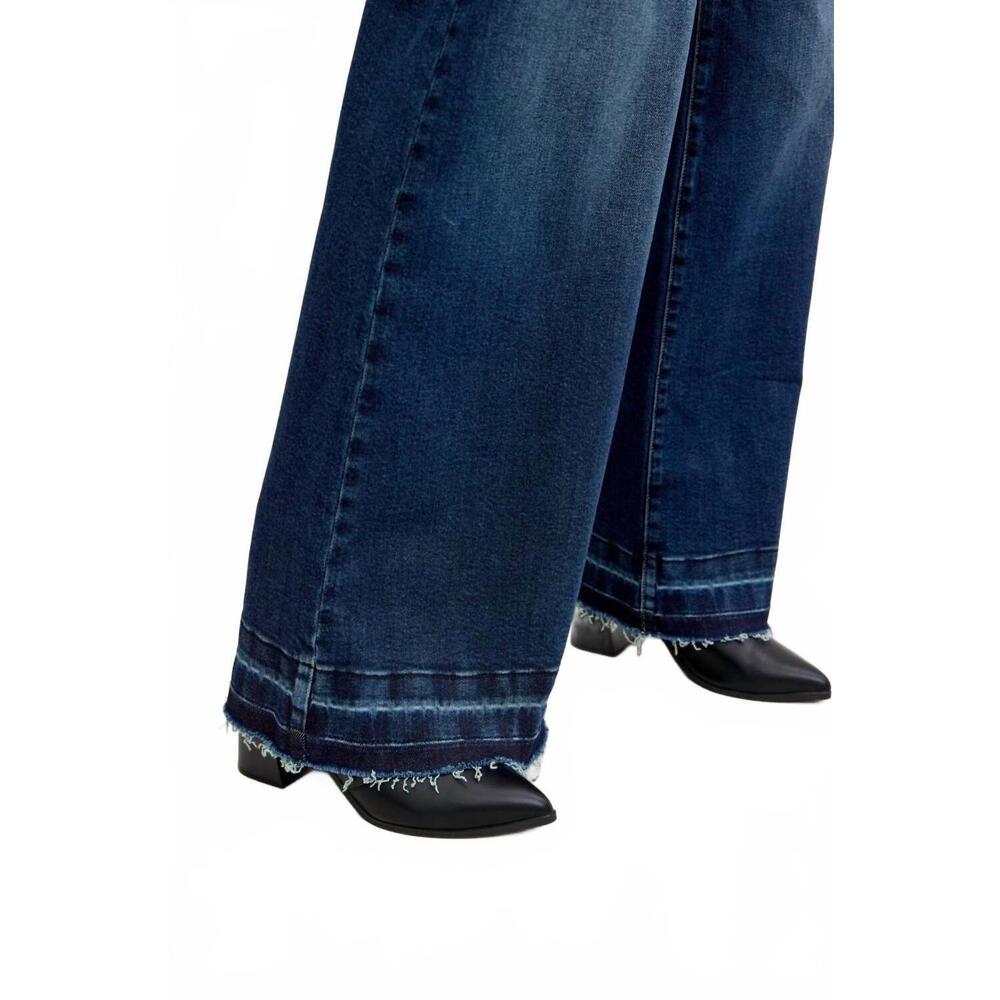 NEW JUDY BLUE high waist palazzo front patch pockets jeans in dark wash - Picture 5 of 7